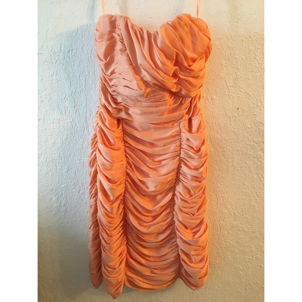 H & M Ruched Sherbet Orange Dress